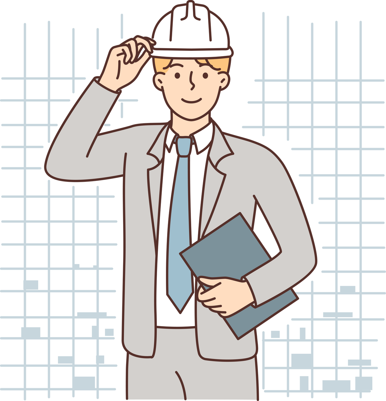 Business man in protective helmet working as manager in construction or architectural company